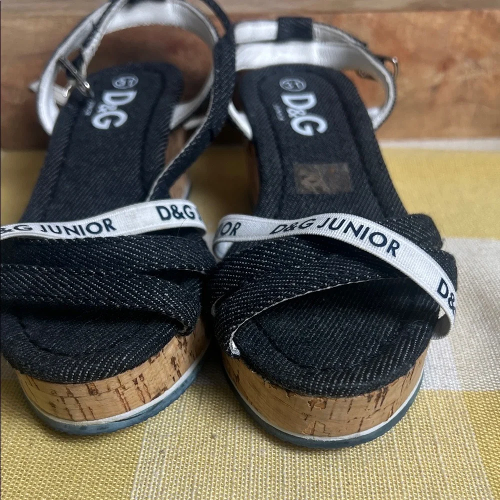 D&G Junior Navy and White Denim Sandals